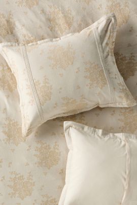 Anthropologie Nadia Cotton Solid Floral Embellished Shams, Set of 2