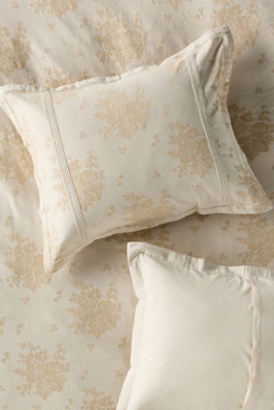 Anthropologie Nadia Cotton Solid Floral Embellished Shams, Set of 2