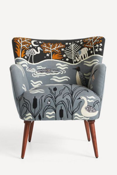 Anthropologie Night Lake Petite Accent Chair