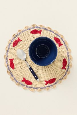 Anthropologie Payton James Gummy Fish Raffia Placemat