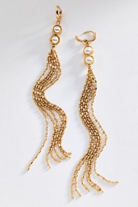 Anthropologie Pearl Fringe Earrings