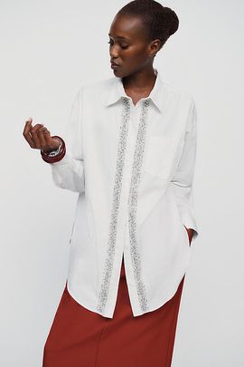 Anthropologie Pilcro 100% Cotton Crystal Placket Buttondown Shirt