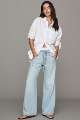 Anthropologie Pilcro Ellis High-Rise Pull-On Wide-Leg Jeans