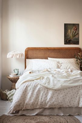 Anthropologie Posy Bud Linen Blend Duvet Cover