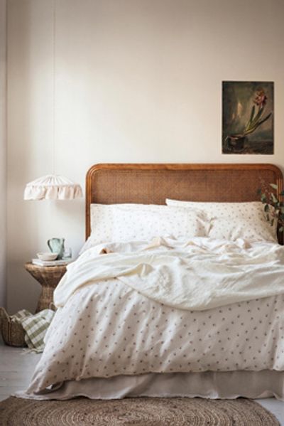 Anthropologie Posy Bud Linen Blend Duvet Cover