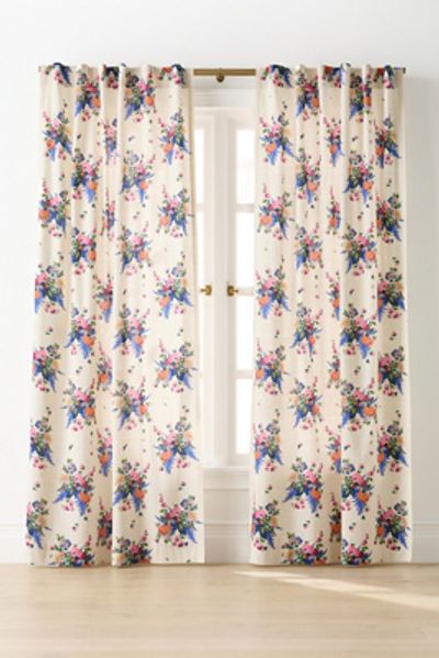 Anthropologie Rasmine Cotton Blend Floral Curtain