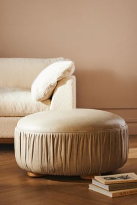Anthropologie Rita Leather Ottoman
