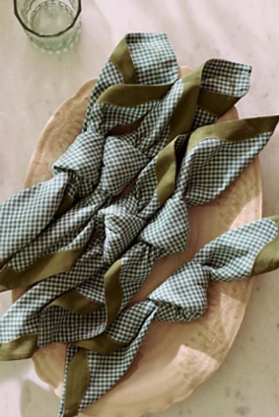 Anthropologie Ruby Scallop-Border Napkins, Set of 4