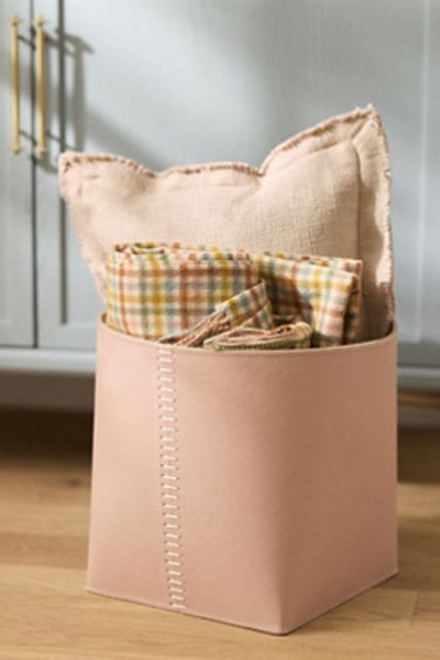 Anthropologie SALO Full Grain Leather Basket, Set of 2