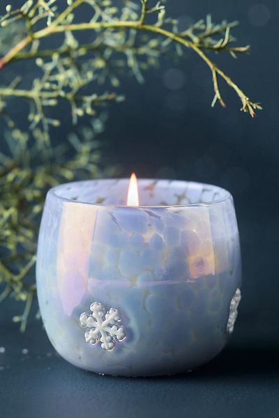 Anthropologie Snowflake Icon Woody Juniper & Cedar Glass Candle