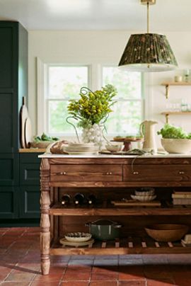 Anthropologie Spindle 73" Marble-Top Kitchen Island