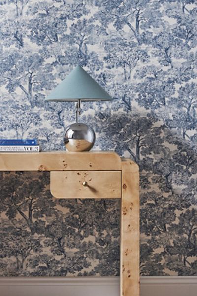 Anthropologie Spinney Toile Floral Wallpaper