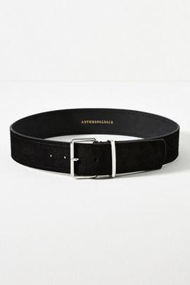 Anthropologie Square-Buckle Suede Belt