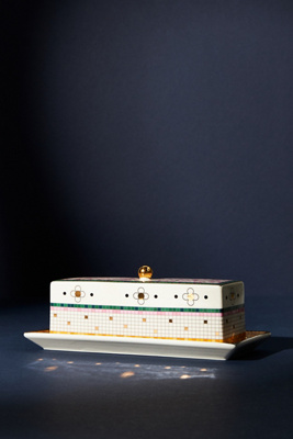 Anthropologie Bistro Tile Butter Dish