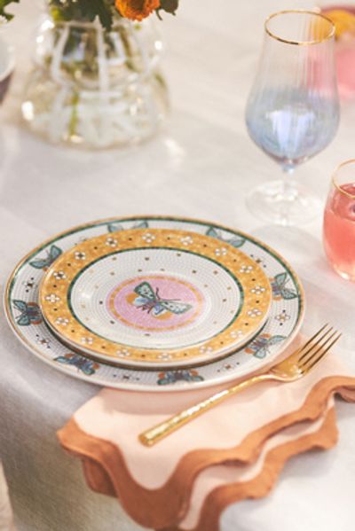 Anthropologie The Bistro Tile Stoneware Dessert Plate: Garden Edition