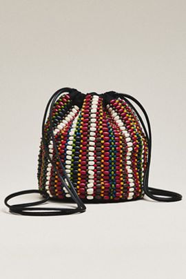 Anthropologie THE GREAT. Beaded Cinched Bucket Bag