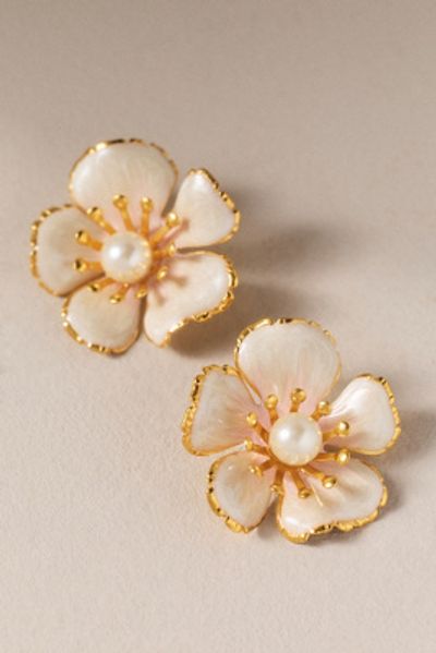 Anthropologie The Pink Reef Flora Pearl Earrings