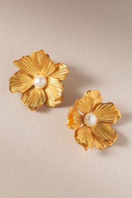 Anthropologie The Pink Reef Sunburst Flower Earrings