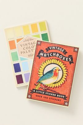 Anthropologie Vintage Matchboxes and Color Palette Stickerbook Bundle