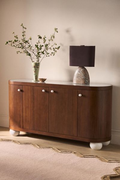 Anthropologie Vivienne 68" Marble Top Wood Sideboard