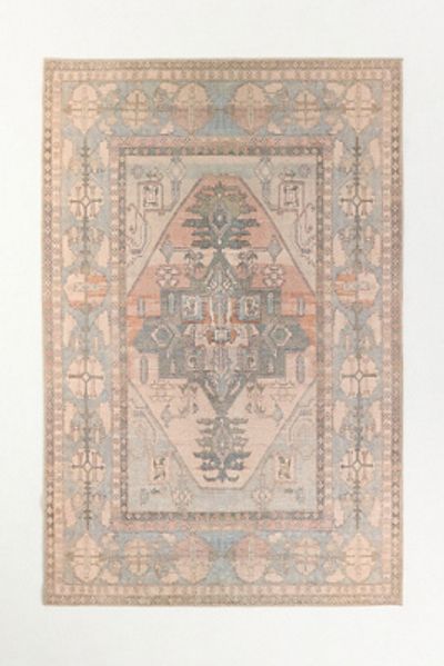 Anthropologie Washable Persian-Inspired Coral Rug