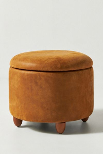 Anthropologie Winchester Leather Louise Storage Ottoman