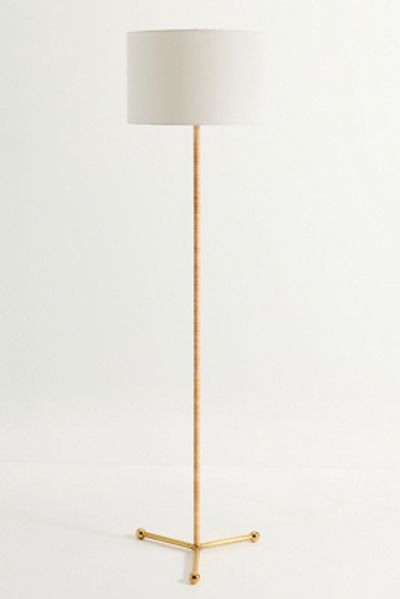 Anthropologie Wrapped Rattan Brass Floor Lamp