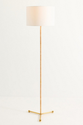 Anthropologie Wrapped Rattan Floor Lamp