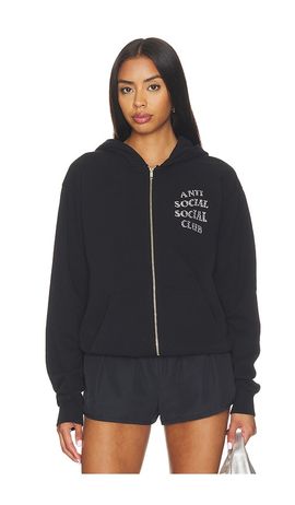 Anti Social Social Club Anti Social Social Club Rhinestone Zip Up Hoodie