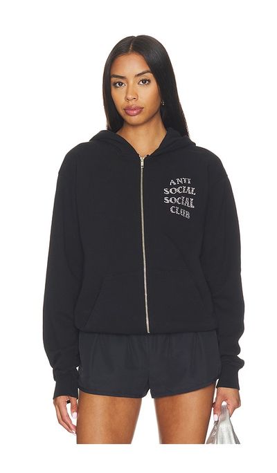 Anti Social Social Club Anti Social Social Club Rhinestone Zip Up Hoodie