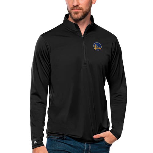 ANTIGUA Men's Antigua Black Golden State Warriors Tribute Quarter-Zip Pullover Top 