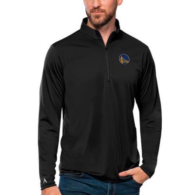 ANTIGUA Men's Antigua Black Golden State Warriors Tribute Quarter-Zip Pullover Top 
