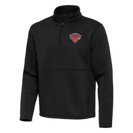 ANTIGUA Men's Antigua Black New York Knicks Twist Quarter-Zip Pullover Top 