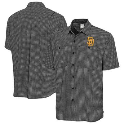 ANTIGUA Men's Antigua Black San Diego Padres Mosaic Button-Up Shirt 