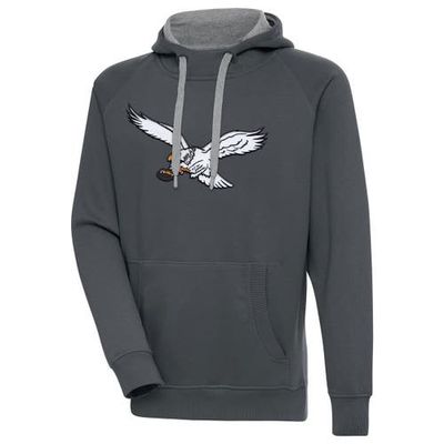 ANTIGUA Men's Antigua Charcoal Philadelphia Eagles Throwback Logo Victory Pullover Sweatshirt 