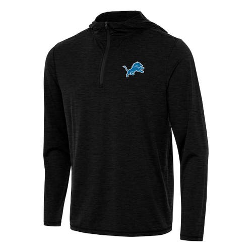 ANTIGUA Men's Antigua Heather Black Detroit Lions Tidy Quarter-Zip Pullover Hoodie 