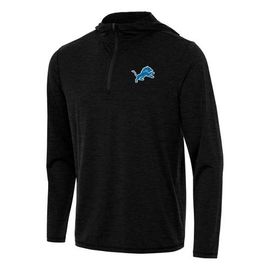 ANTIGUA Men's Antigua Heather Black Detroit Lions Tidy Quarter-Zip Pullover Hoodie 