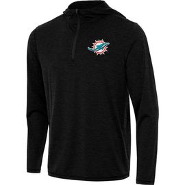 ANTIGUA Men's Antigua Heather Black Miami Dolphins Tidy Quarter-Zip Pullover Hoodie 