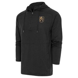 ANTIGUA Men's Antigua Heather Black Vegas Golden Knights Spikes Raglan Quarter-Zip Hoodie 