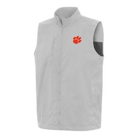 ANTIGUA Men's Antigua Heather Gray Clemson Tigers Brisk Full-Zip Vest 