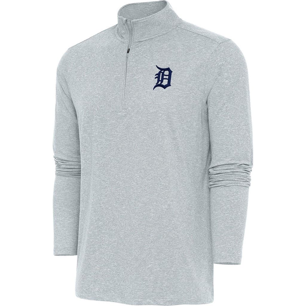 ANTIGUA Men's Antigua Heather Gray Detroit Tigers Hunk Quarter-Zip Pullover Top 
