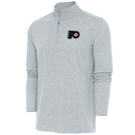 ANTIGUA Men's Antigua Heather Gray Philadelphia Flyers Hunk Quarter-Zip Pullover Top 