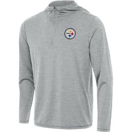 ANTIGUA Men's Antigua Heather Gray Pittsburgh Steelers Tidy Quarter-Zip Pullover Hoodie 