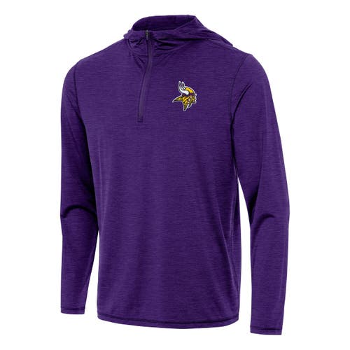 ANTIGUA Men's Antigua Heather Purple Minnesota Vikings Tidy Quarter-Zip Pullover Hoodie 