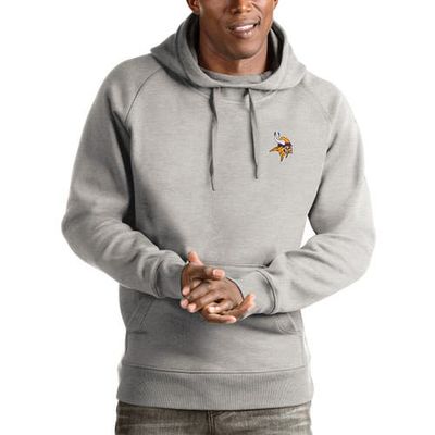 ANTIGUA Men's Antigua Heathered Gray Minnesota Vikings Logo Victory Pullover Hoodie