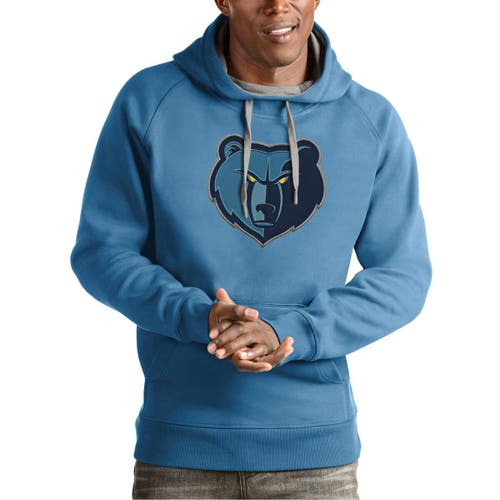 ANTIGUA Men's Antigua Light Blue Memphis Grizzlies Team Logo Victory Pullover Hoodie 