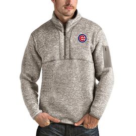 ANTIGUA Men's Antigua Oatmeal Chicago Cubs Fortune Quarter-Zip Pullover Jacket 