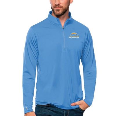 ANTIGUA Men's Antigua Powder Blue Los Angeles Chargers Tribute Quarter-Zip Lightweight Pullover Top 