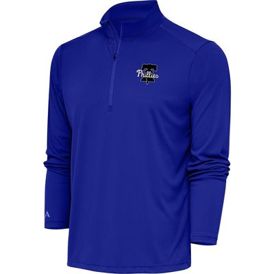ANTIGUA Men's Antigua Royal Philadelphia Phillies Metallic Tribute Quarter-Zip Top 
