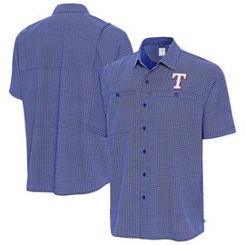 ANTIGUA Men's Antigua Royal Texas Rangers Mosaic Button-Up Shirt 